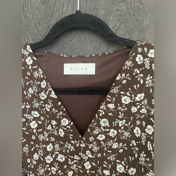 Brown Floral Dress by Olive Clothing - Picture 2 of 4